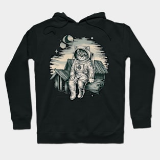 Space Cat Astronaut Graphic Men Cat Space Graphic Hoodie